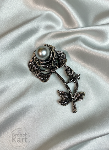Silver Rose Brooch