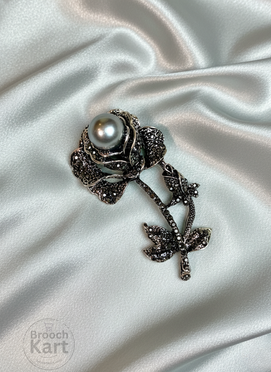 Silver Rose Brooch