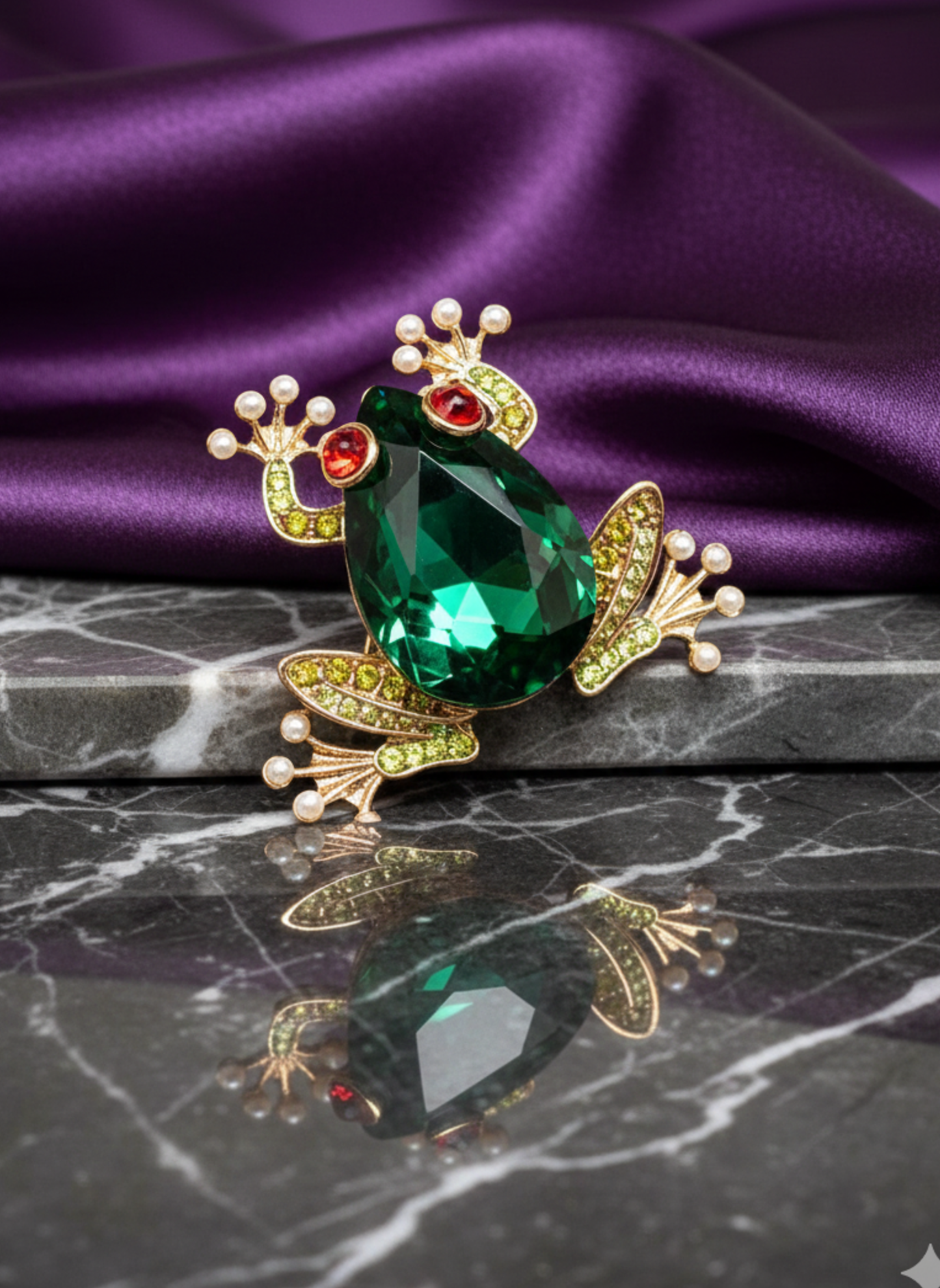 Crystal Frog Brooch