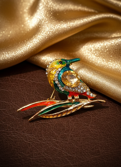 Crystal Bird Brooch