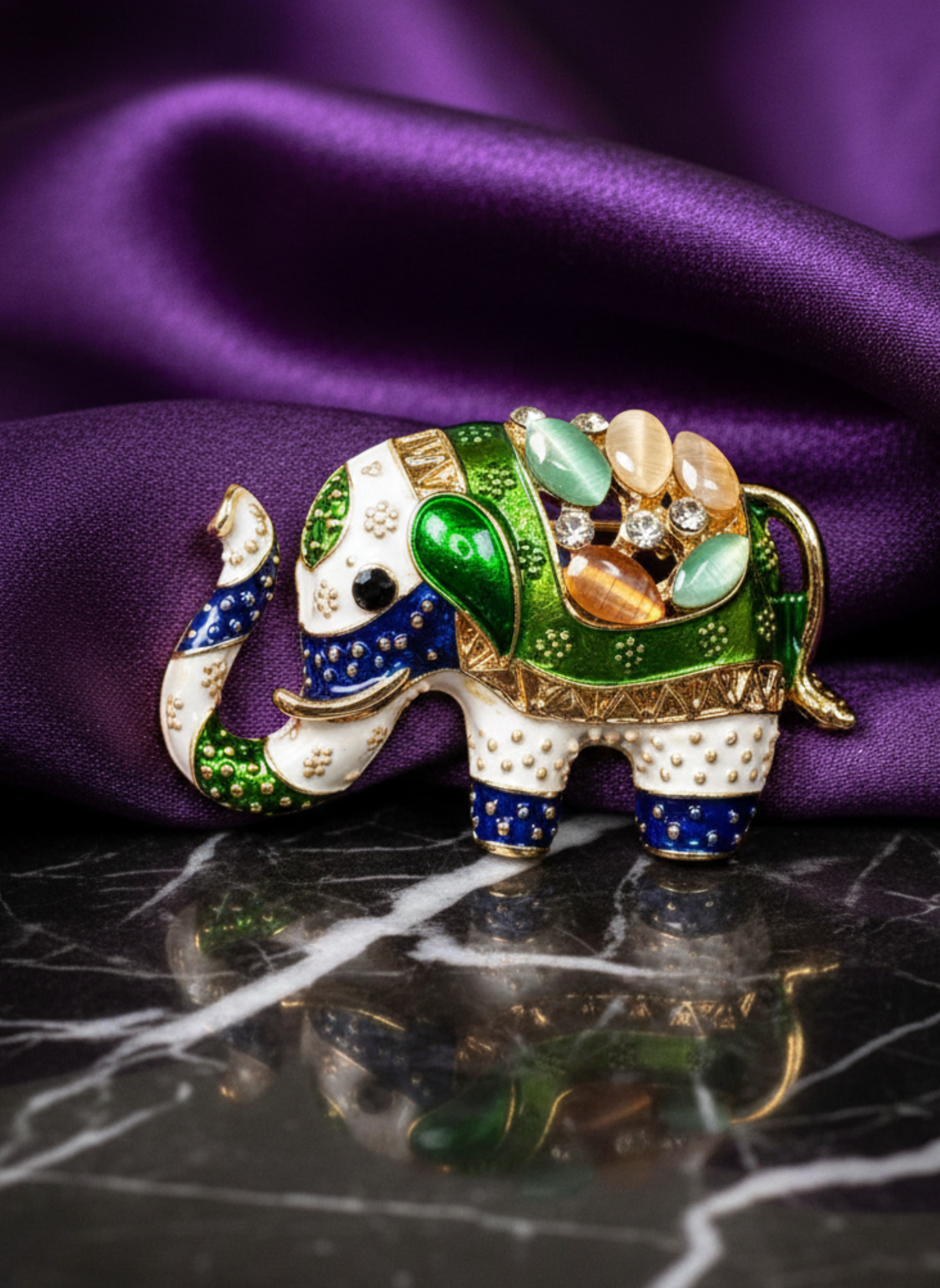 White Majestic Elephant Brooch