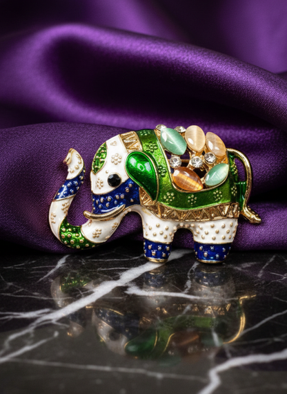 White Majestic Elephant Brooch