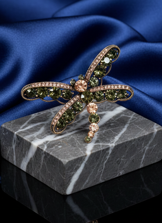 Crystal Dragonfly Brooch