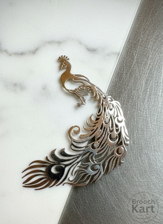 Silver Peacock Brooch