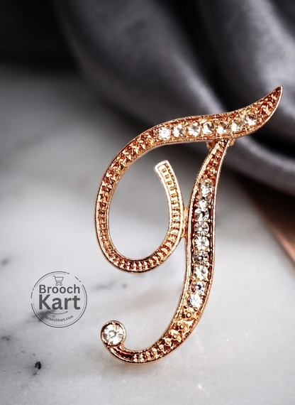 Crystal Golden Letters Brooch