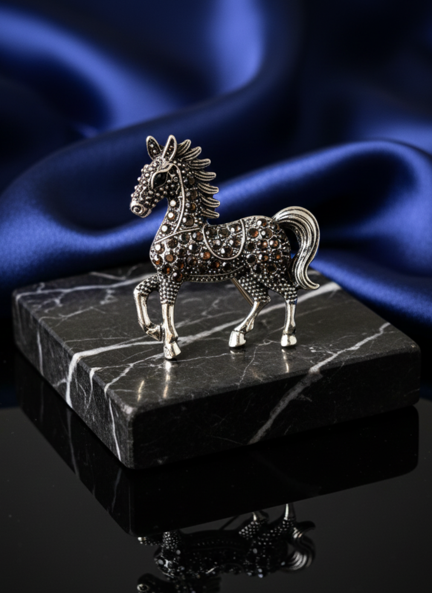 Silver Cute Horse Brooch