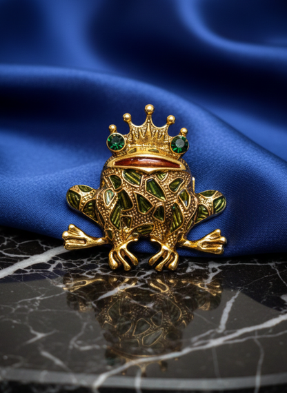 Crown Frog Brooch