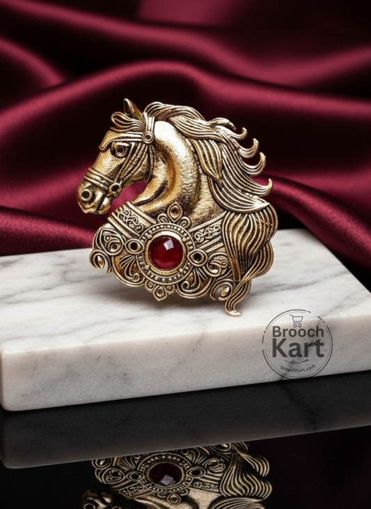 Golden Horse Face Brooch