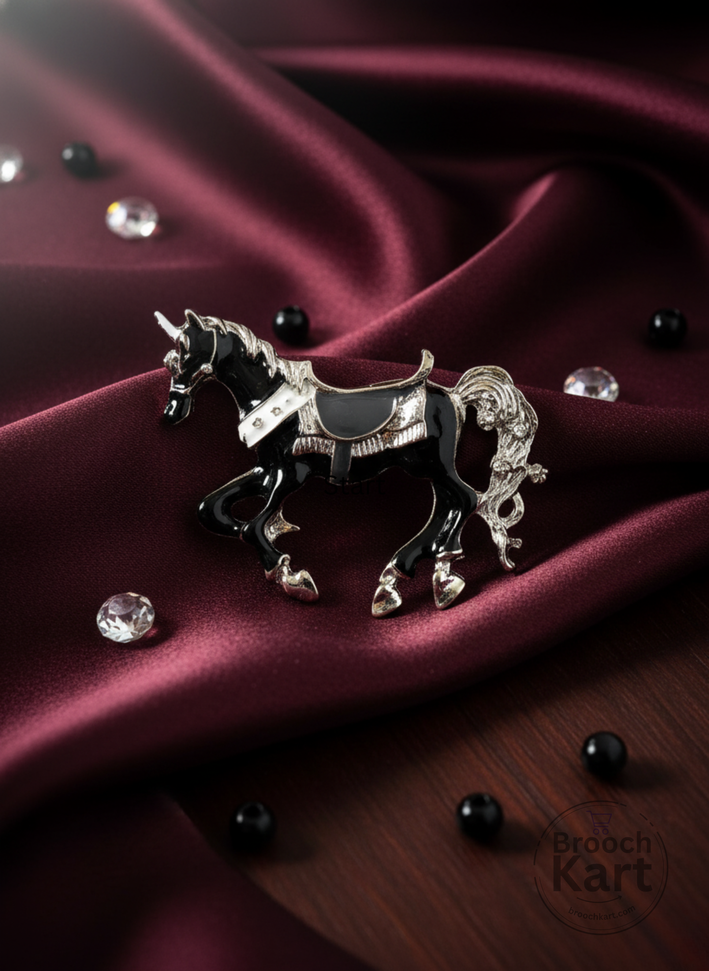 Black Royal Horse Brooch