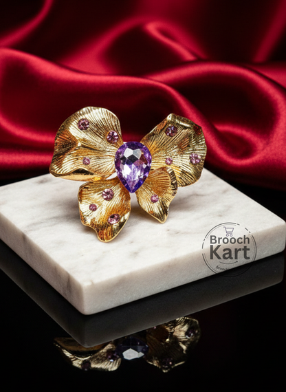 Golden Awe Butterfly Brooch