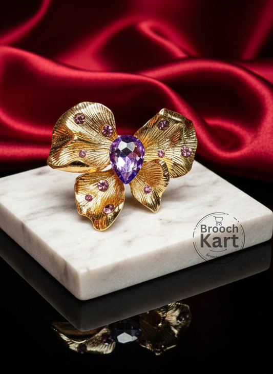 Golden Awe Butterfly Brooch