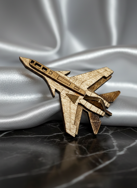 Wooden Aeroplane Brooch