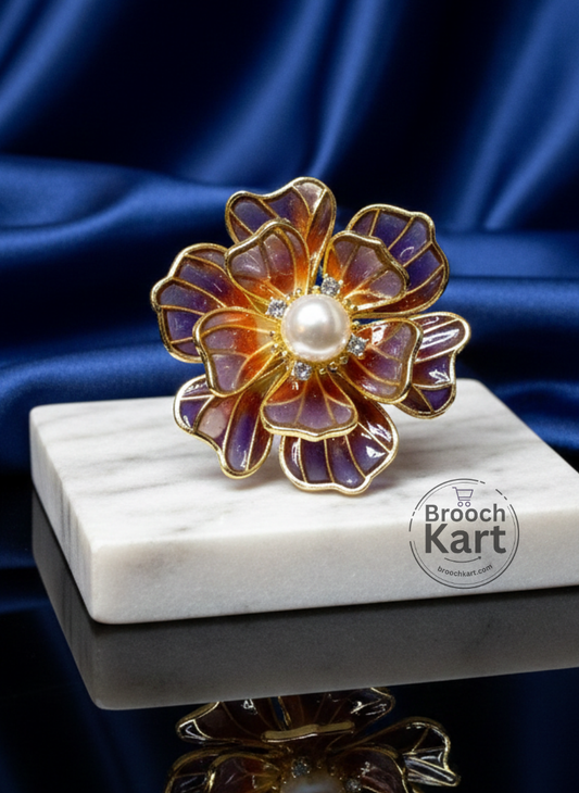 Purple Pearl Flower Brooch
