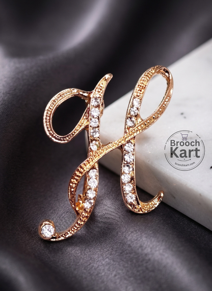 Crystal Golden Letters Brooch