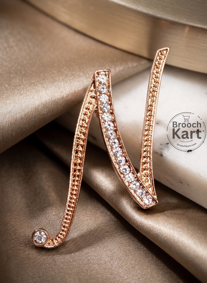 Crystal Golden Letters Brooch
