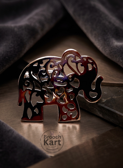 Golden Cuts Elephant Brooch