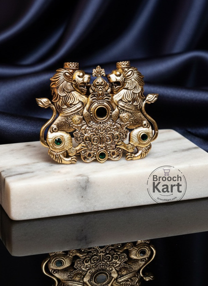 Royal Twin Golden Lions Brooch