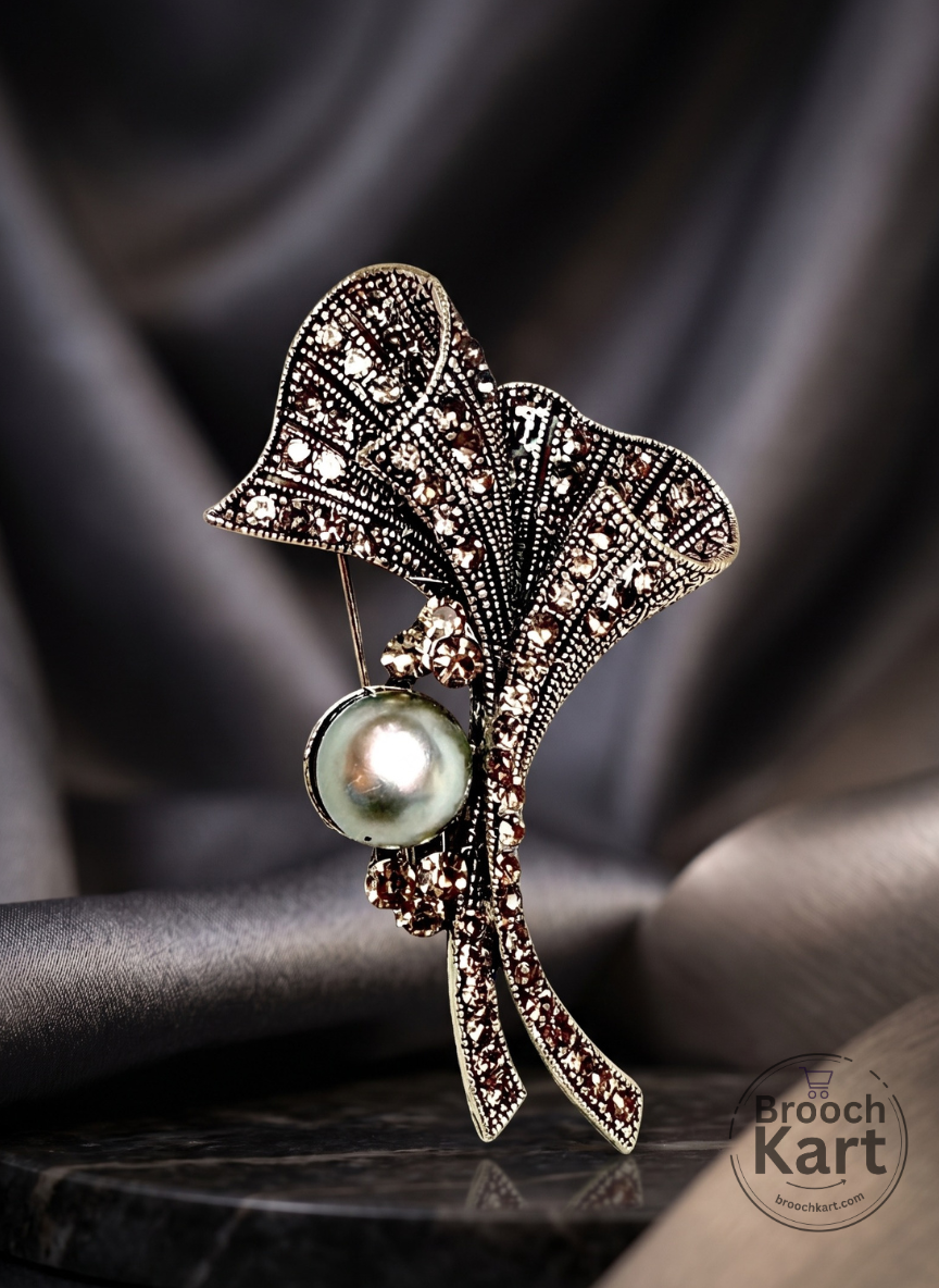 Abstract Pearl Brooch