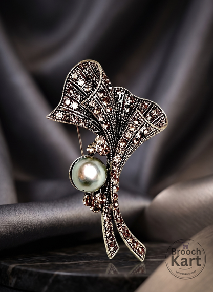 Abstract Pearl Brooch