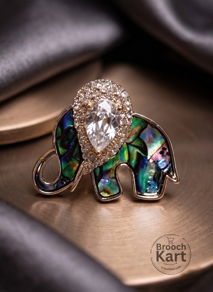 Mother of Pearl Elephant Brooch