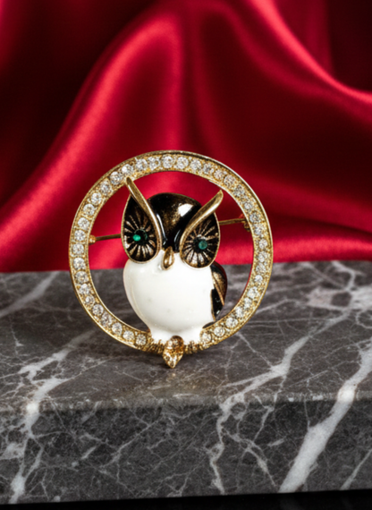 Golden Circle Owl Brooch
