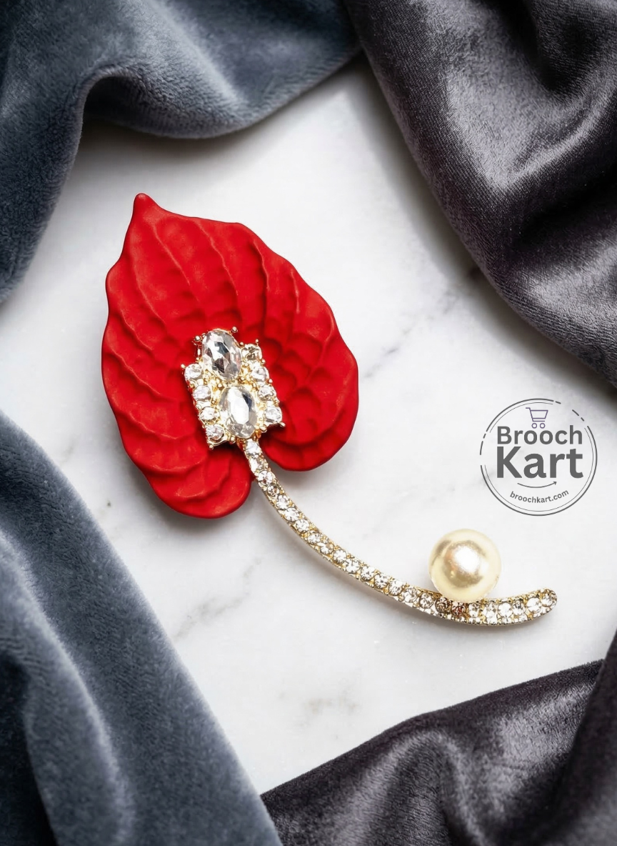 Red Leaf Brooch