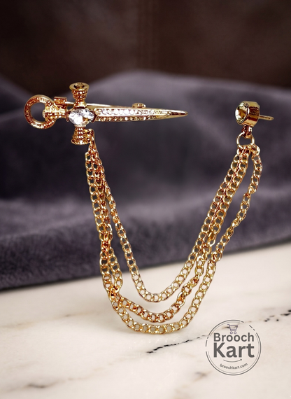 Tiny Sword Chain Lapel Pin  Brooch