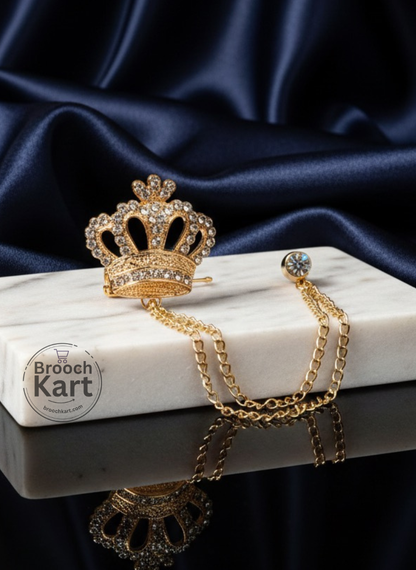 Royal Crown Chain Lapel Pin Brooch