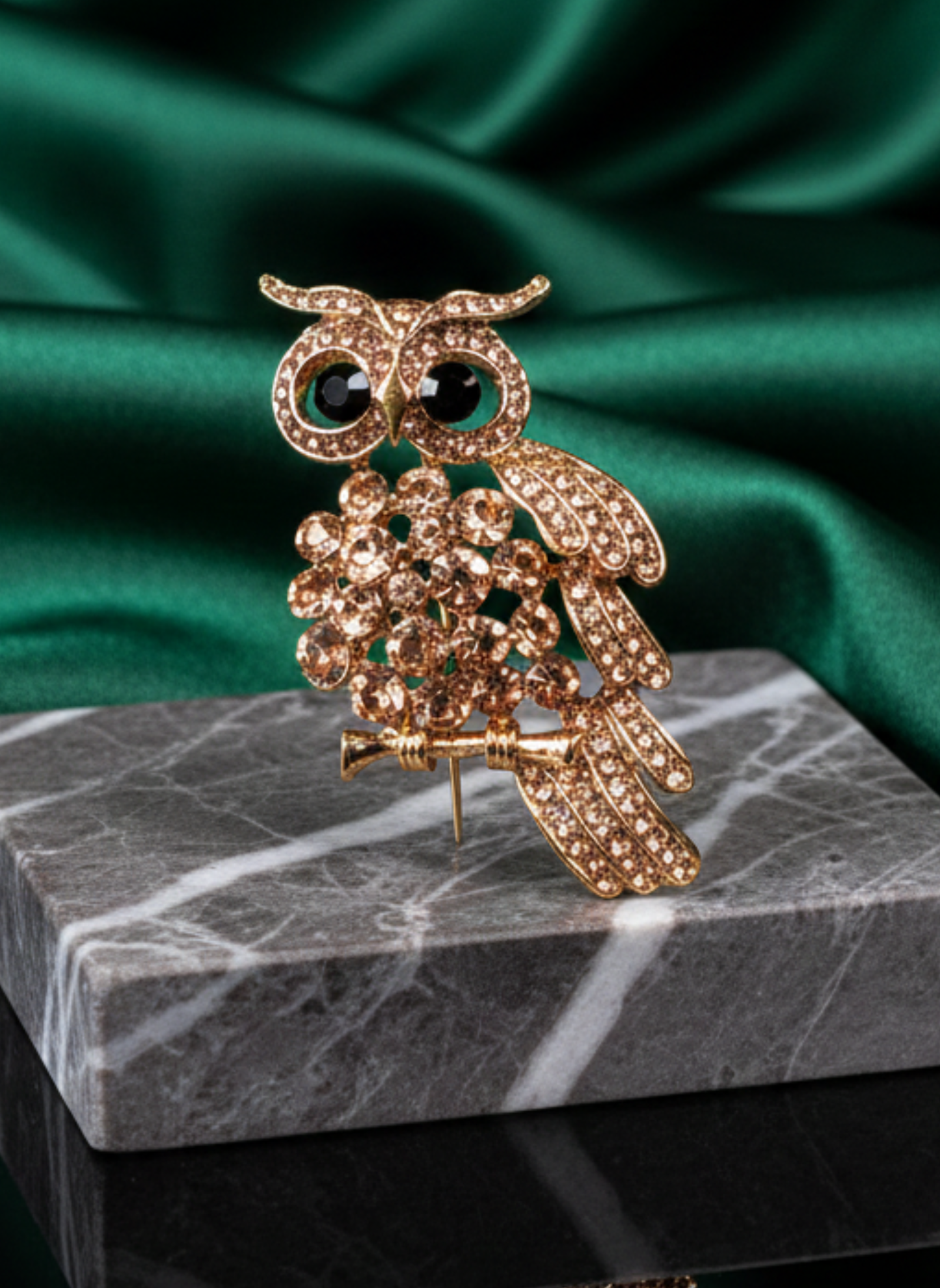 Crystal Eyed Owl Brooch
