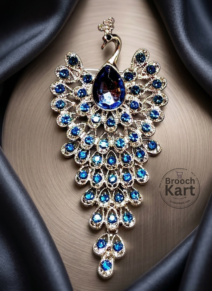 Feathery Peacock Brooch