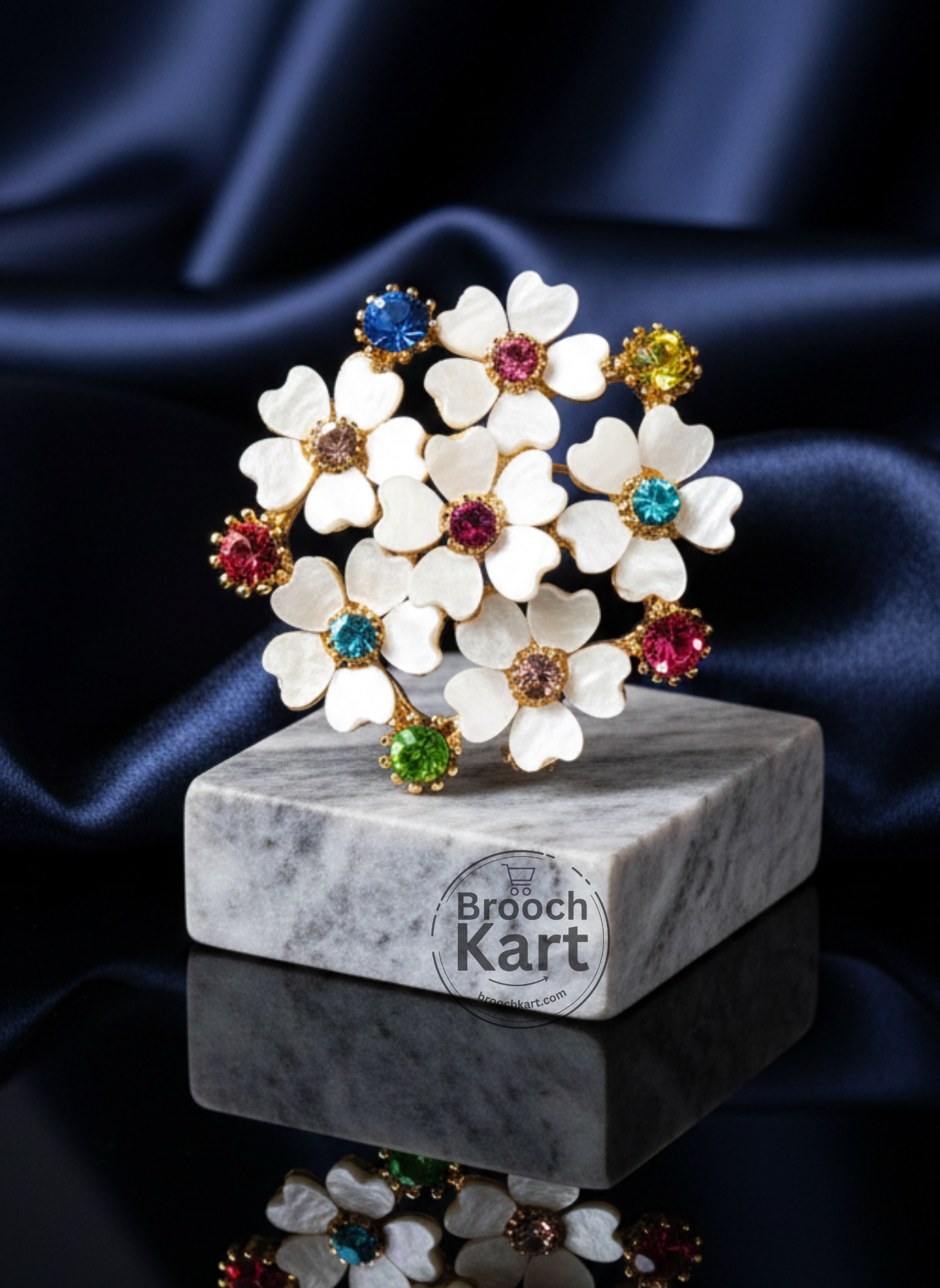 Ivory Flowers Brooch