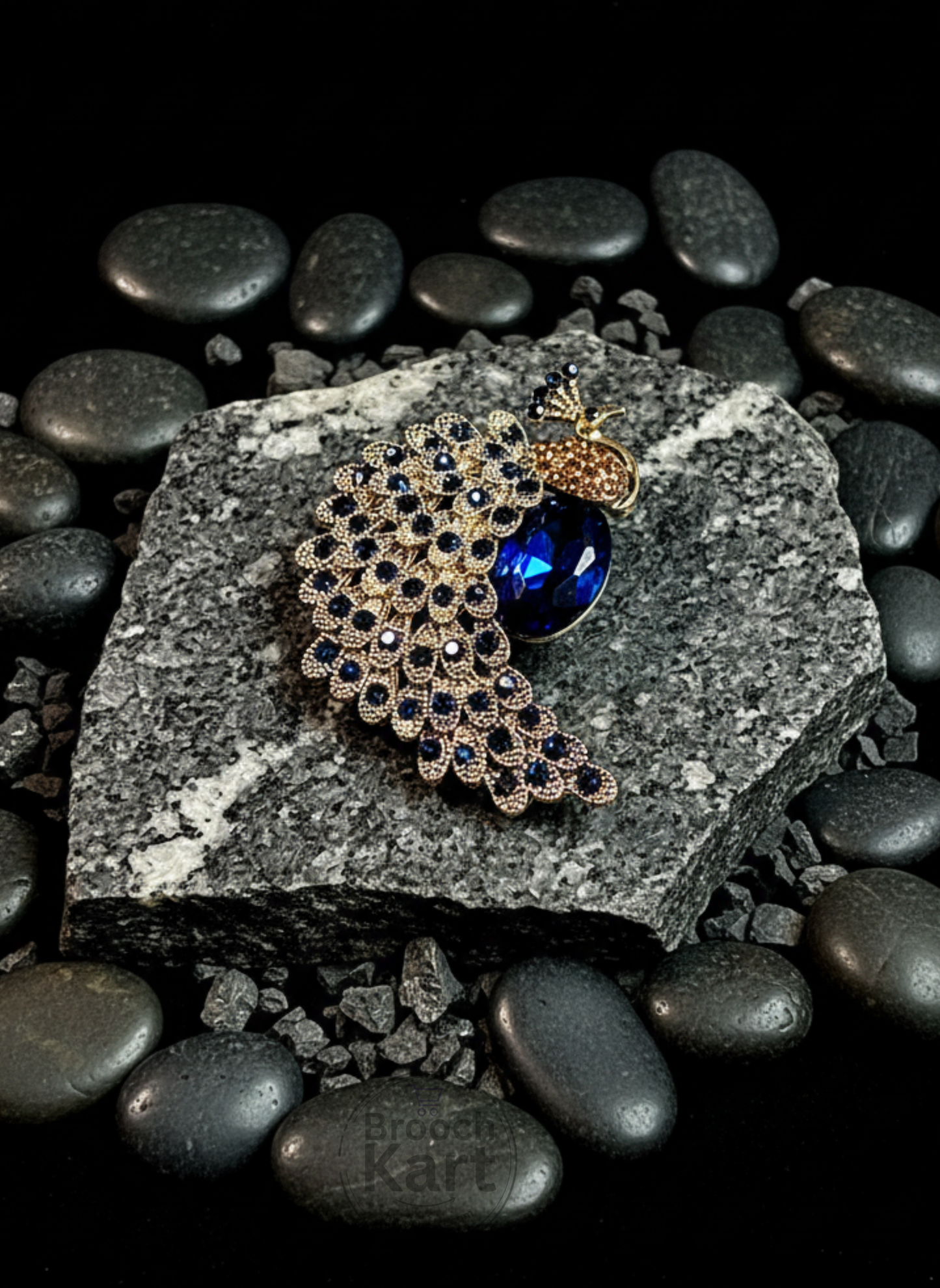Blue Peacock Brooch