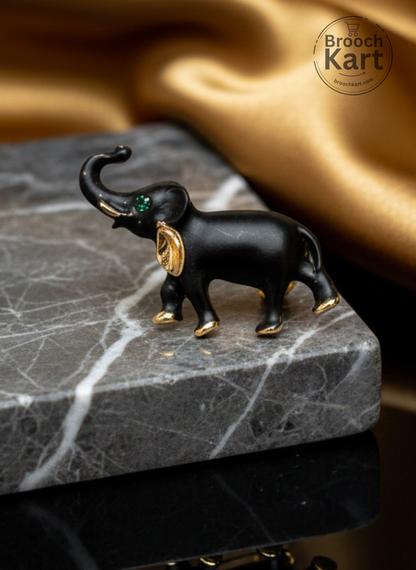 Black Cute Elephant Brooch