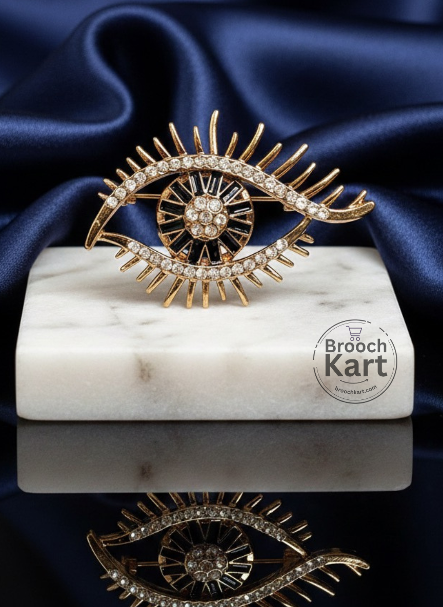 Evil Eye Crystal Black Brooch