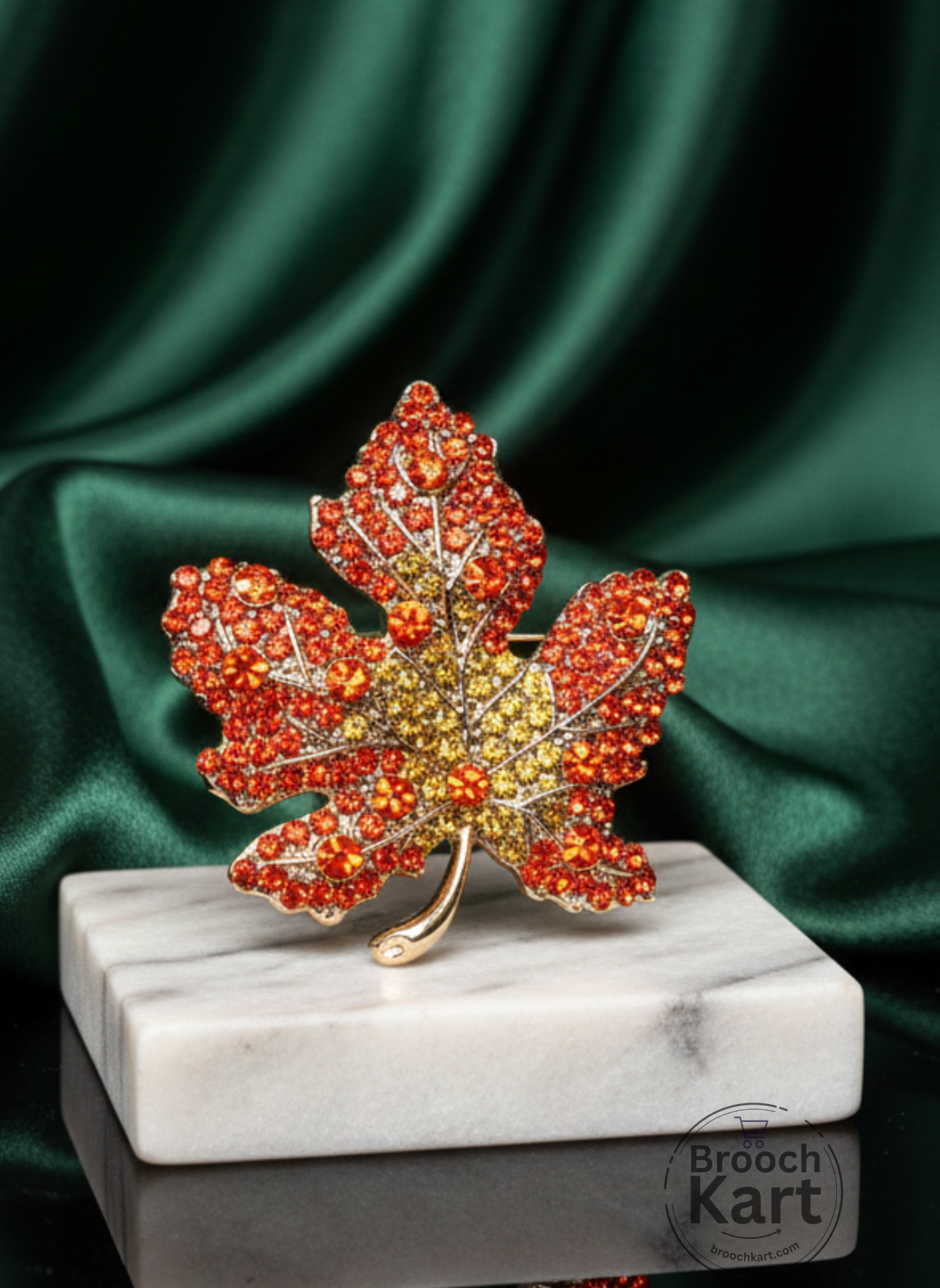 Majestic Crystal Maple Leaf Brooch
