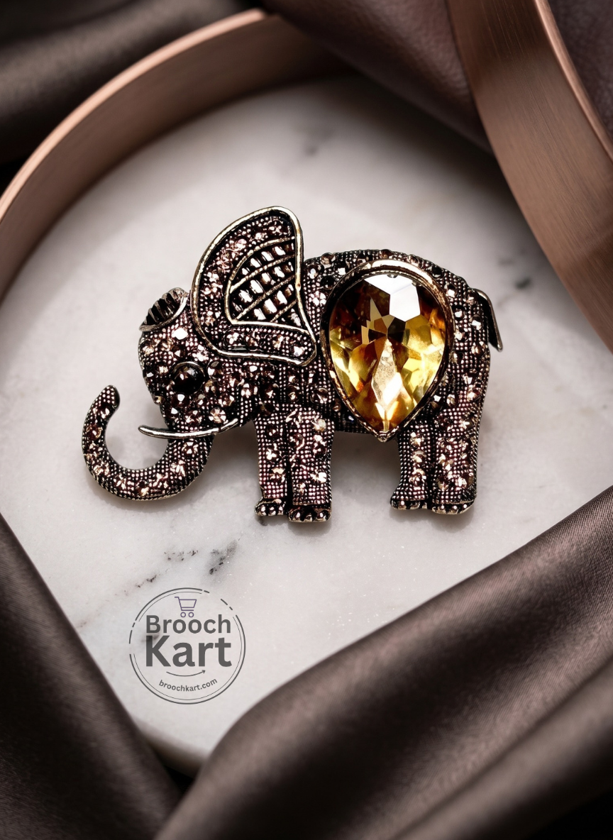 Crystallic Elephant Brooch