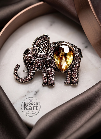 Crystallic Elephant Brooch