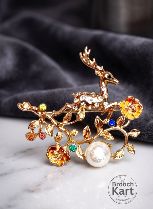 Floral Deer Brooch