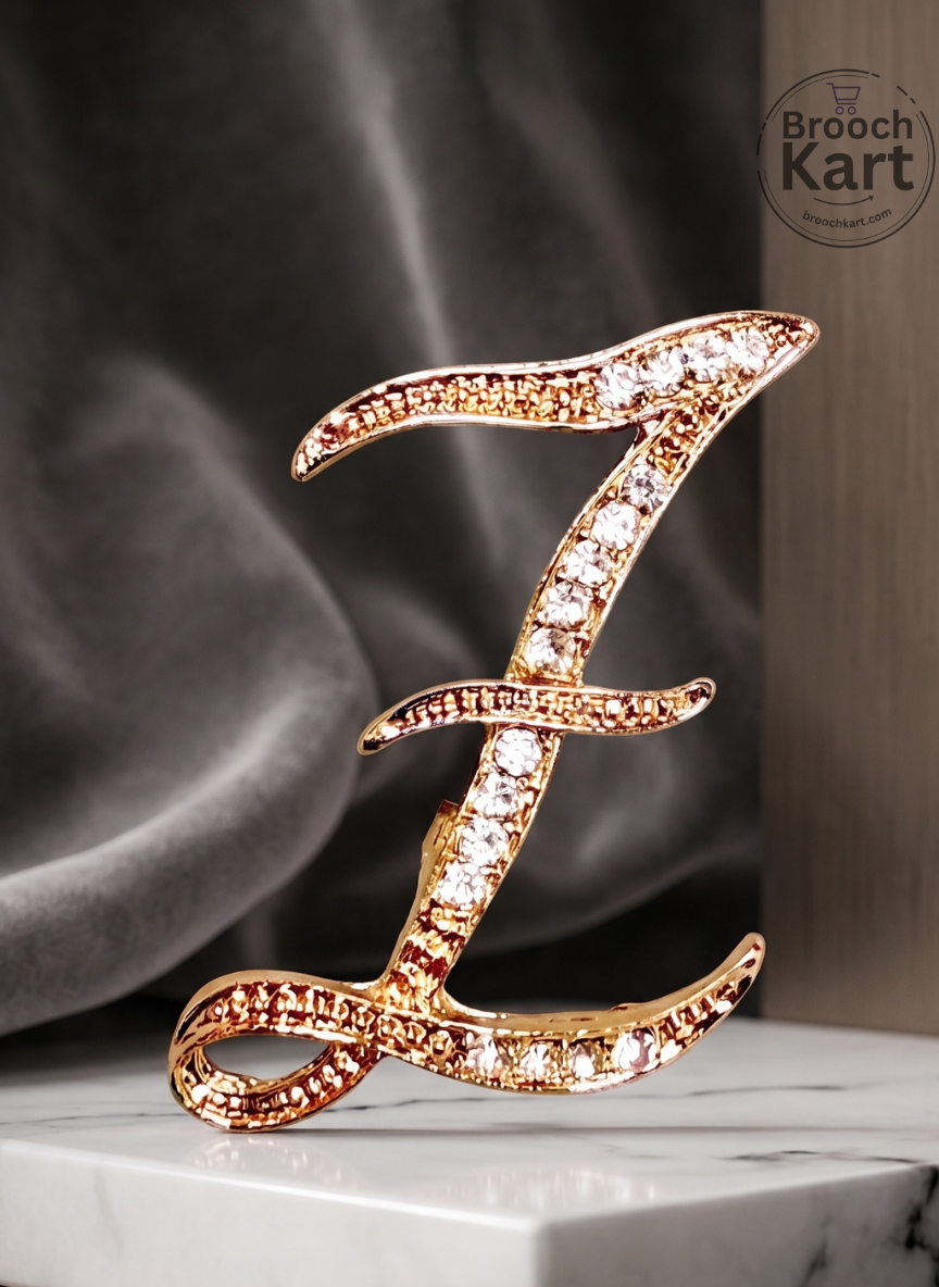 Crystal Golden Letters Brooch