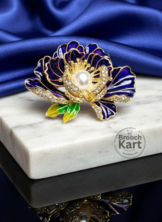 Purple Peony Flower Brooch
