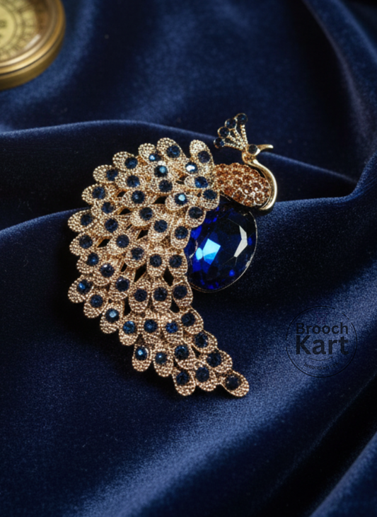 Blue Peacock Brooch