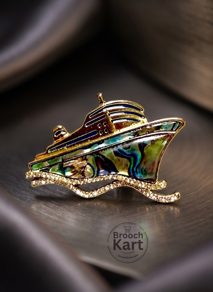 Mother of Pearl Ship Brooch