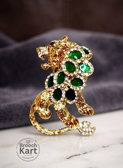Green Lion Brooch
