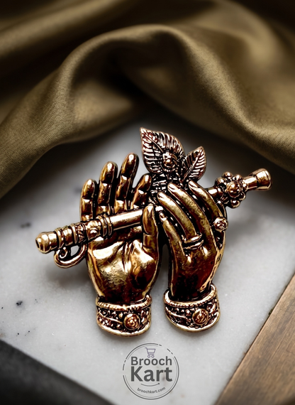 Krishna Hands with Flute  Air Light Series Brooch