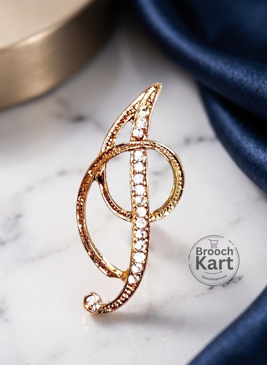 Crystal Golden Letters Brooch
