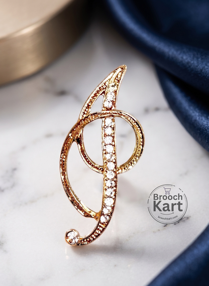 Crystal Golden Letters Brooch