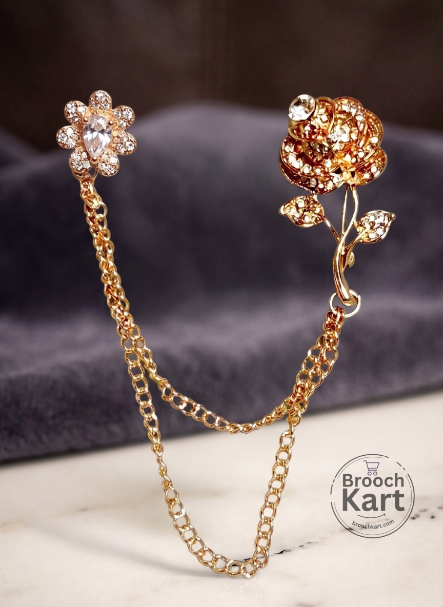 Floral Chain Lapel Pin  Brooch