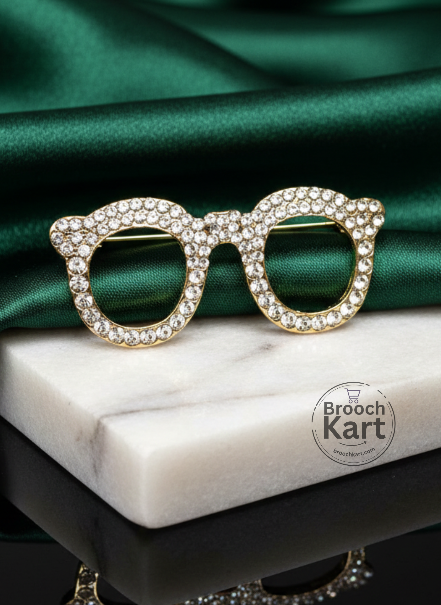 Crystal Spectacles Brooch