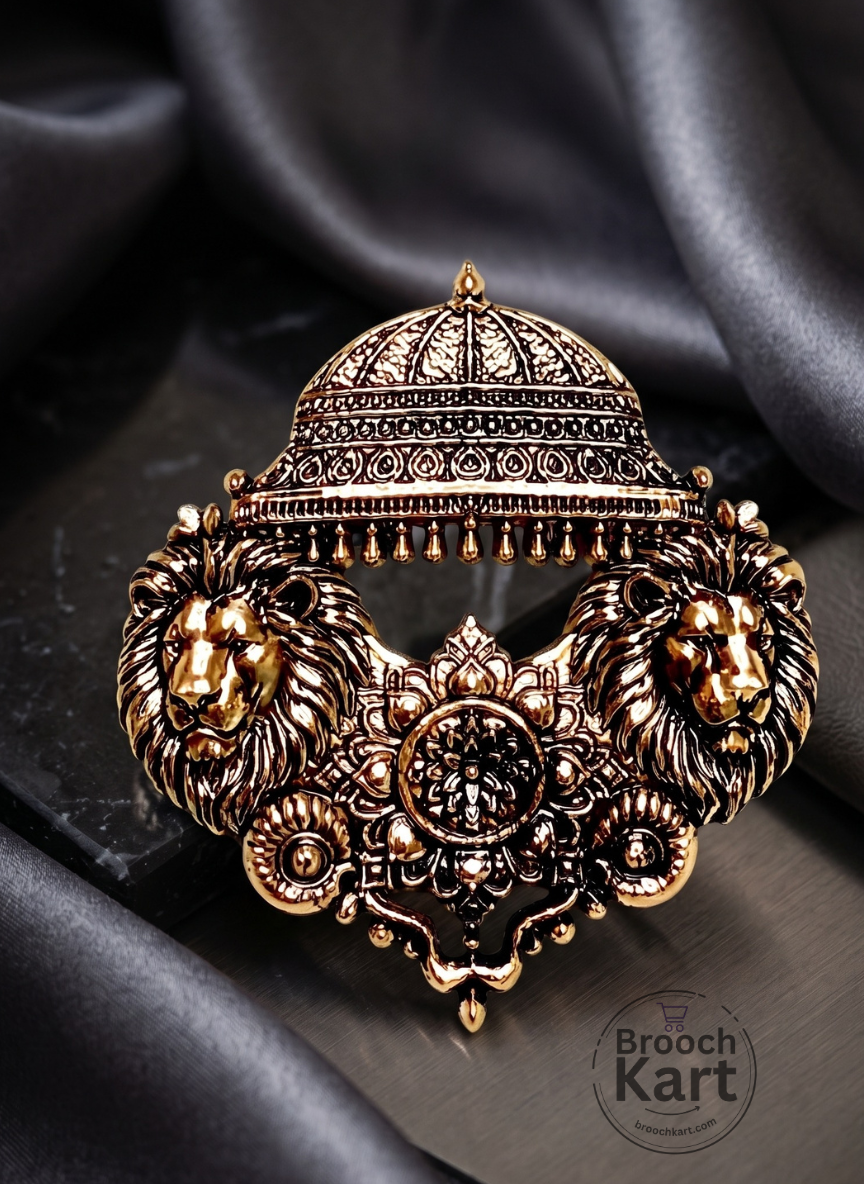 Twin Lion Umbrella Mini Brooch