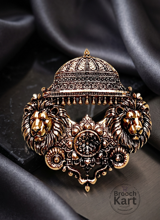 Twin Lion Umbrella Mini Brooch